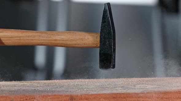 Supper Slow Motion Shot of Hammering a Nail at 1000 Fps