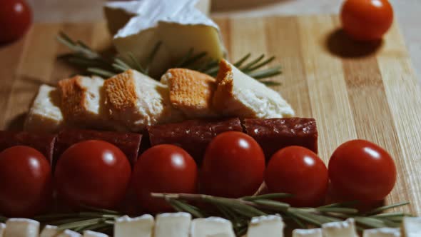 Flat Lay of Cheese and Meat Platter