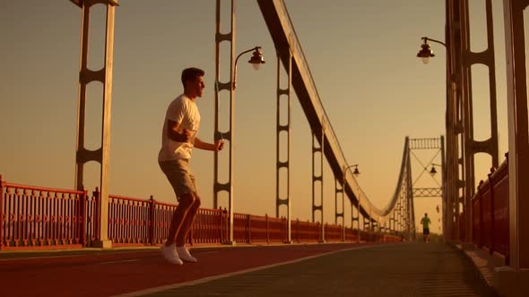 Man Is Having Jump Rope Workout