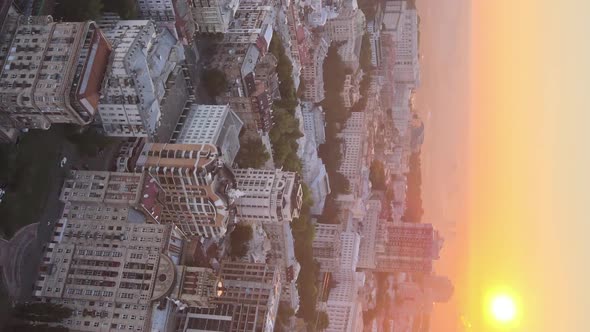 Vertical Video  Ukraine Kyiv in the Morning at Sunrise