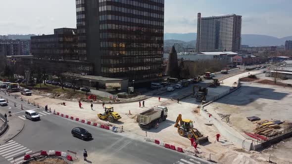 Road Workers Building The Road