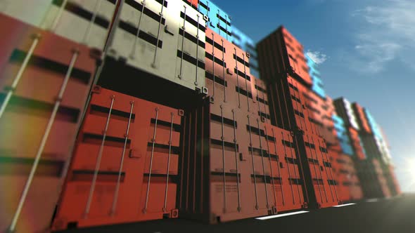 Cargo Containers in the Pier on a Sunny Day Animation Loop  alt