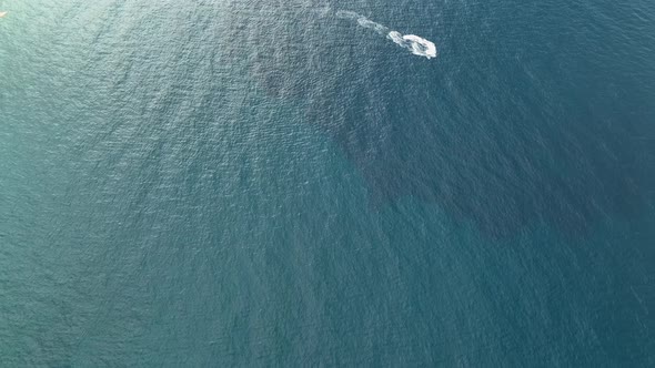 Blue texture of the sea aerial view 4 K Turkey Alanya