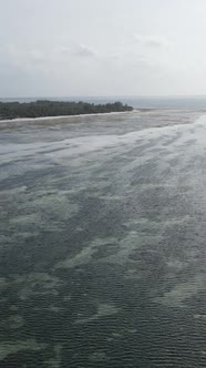 Tanzania  Vertical Video of Low Tide in the Ocean Near the Coast of Zanzibar Slow Motion