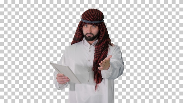 Sheikh presenting information or product, Alpha Channel