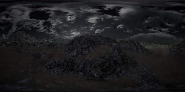 VR 360 Huge Dark Clouds Over Scottish Highlands