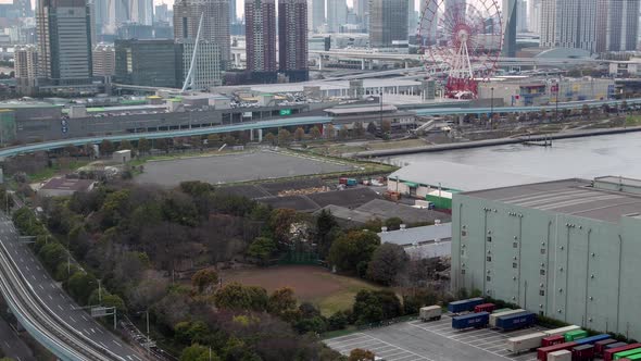 Timelapse Pictorial Tokyo Koto Cityscape with Heavy Traffic