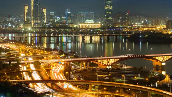 Seoul Cityscape in Twilight, South Korea.