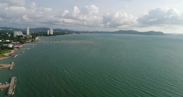 Aerial view Flying Pattaya beach Thailand