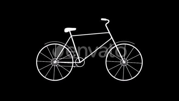 Flat design bike animation background with alpha channel.
