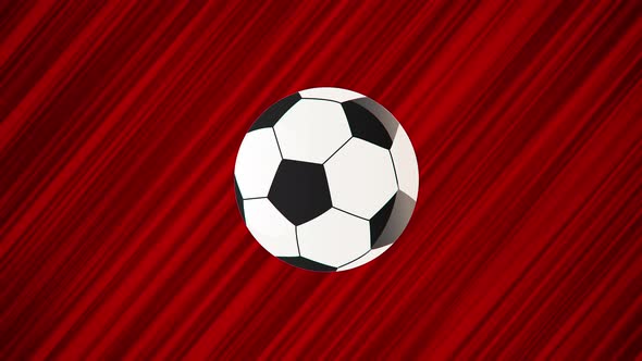 Flying soccer ball on red background. Looped animation of throwing a ball. Moving football alt