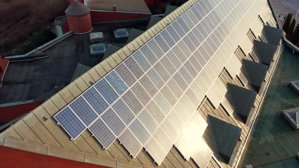 Closeup of Solar Panels Installed on the Roof of a Building