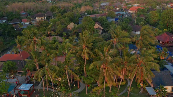 Drone Over Village Of Tulamben Towards Volcano