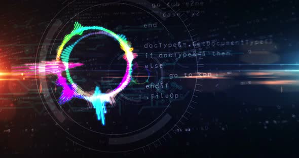 Audio spectrum music neon sign abstract loopable tunnel