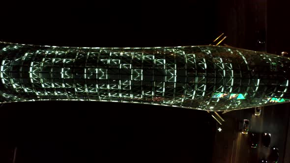 Illuminated Glass Bridge At Night