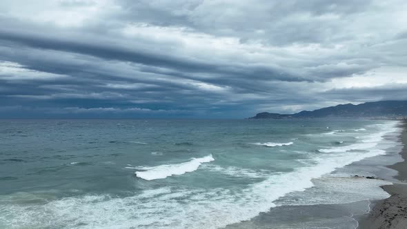 Storm at sea Alanya Turkey 4 K