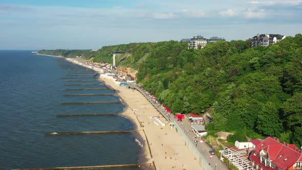 Summer Baltic Sea with Embankment for Promenade In Svetlogorsk