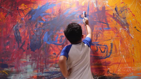 Little Boy Painting Art Picture