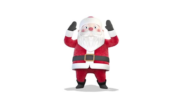 Santa Claus Explains on White Background