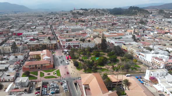 Main square Plaza Armas (La Serena, Chile) aerial view, drone footage