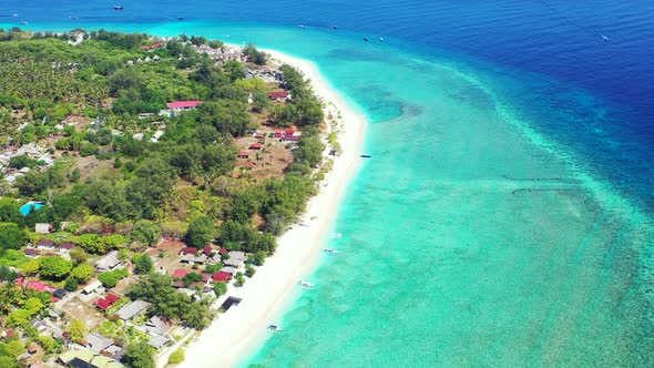 Luxury birds eye island view of a paradise sunny white sand beach and turquoise sea background in vi