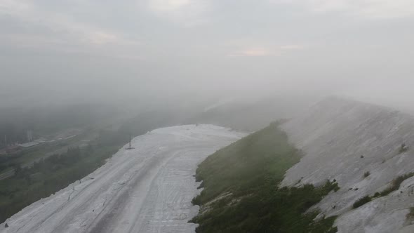 Drone - Chalk Quarry Forward Flight Through Fog