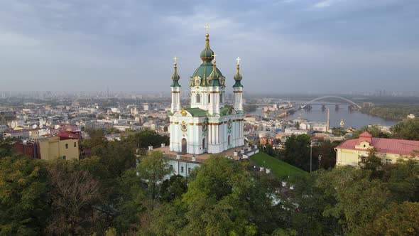 St. Andrew's Church in Kyiv. Ukrane. Slow Motion, Kiev