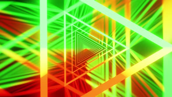 Toxic Green And Red Triangle Tunnel Vj Loop Background For Party 4K