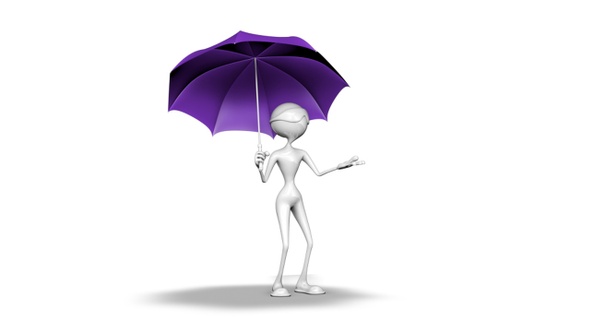 Cartoon Man 3D Character with Umbrella alt