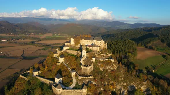 Aerial View Of Wellknown Medieval Castle Hochosterwitz 