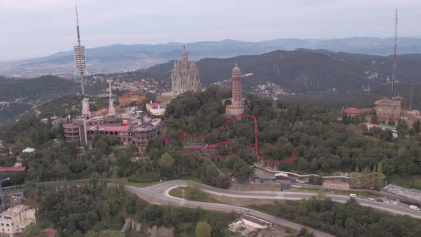 Aerial of Tibidabo mountain