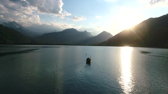 Aerial video of the Swiss Alps and Walensee Lake in Switzerland during Summer (5)