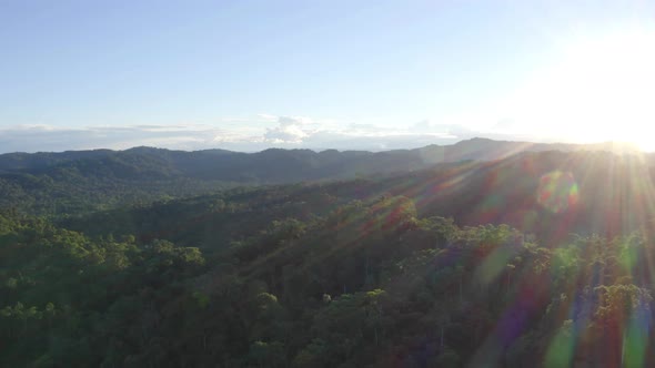 Aeiral view of a tropical forest in Ecuador at a sunny day 