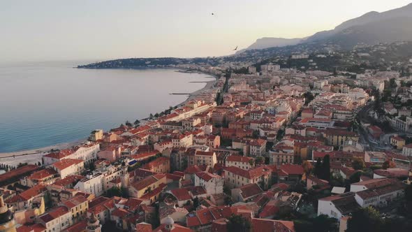 Menton France Colorful City View on Old Part of Menton ProvenceAlpesCote d'Azur France