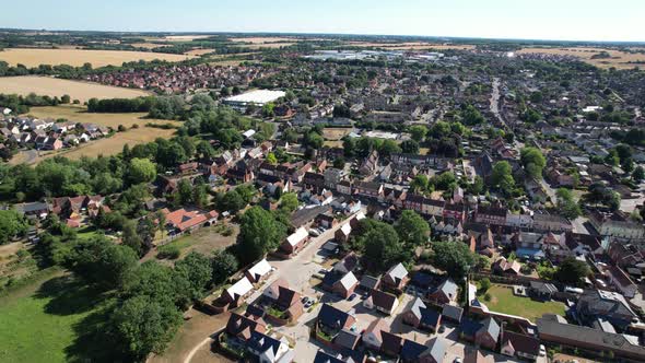 Hadleigh  town Suffolk, UK drone aerial view summer 4K footage