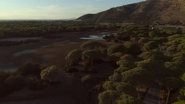 Aerial view of Prokopou Lagoon in Greece.