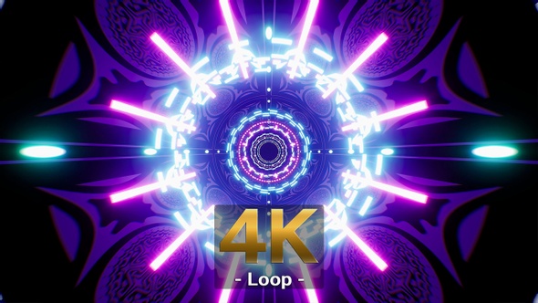 Blink Laser Light Purple Shape Tunnel 4K