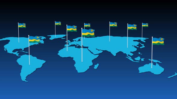 Rwanda National Flag Fly On Earth Map Animation alt