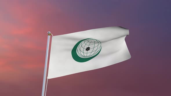 Flag Of Organisation Of Islamic Cooperation Waving 4k