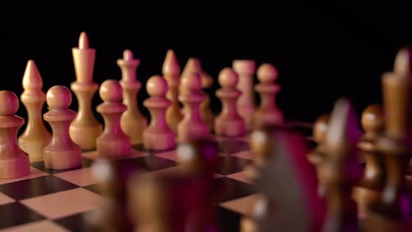 Closeup of Chess on a Black Background
