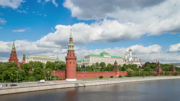 Kremlin, Moscow, Russia. Time lapse 4K Moscow News background