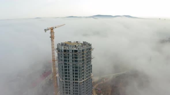 The Mystical Morning City of Vladivostok with Houses Shrouded in Fog