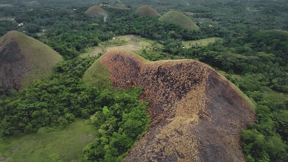 Filipino Mounts Aerial View Burnt Grass on Hill Top