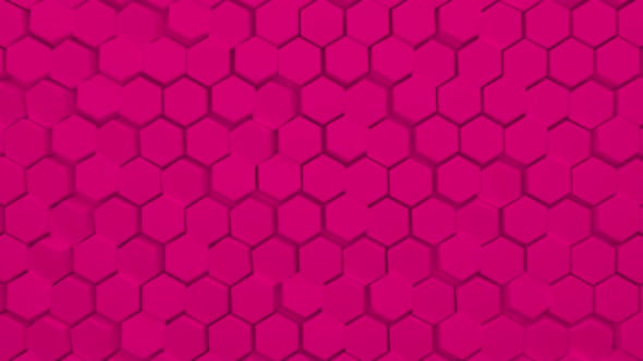 Abstract pink hexagonal background. A large number of green hexagons