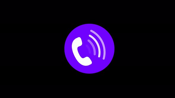 White Phone Calling Animated Purple Round Black Background
