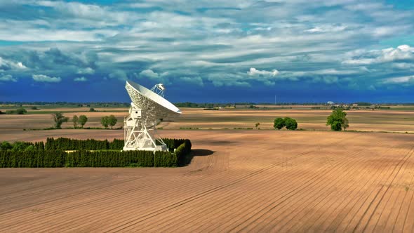 Observatory astronomical on brown filed in Poland. alt