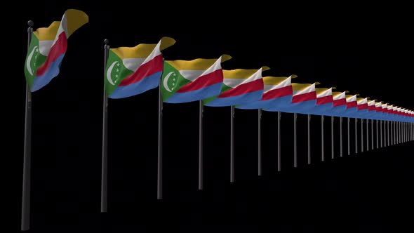 Row Of Comoros Flags With Alpha 2K