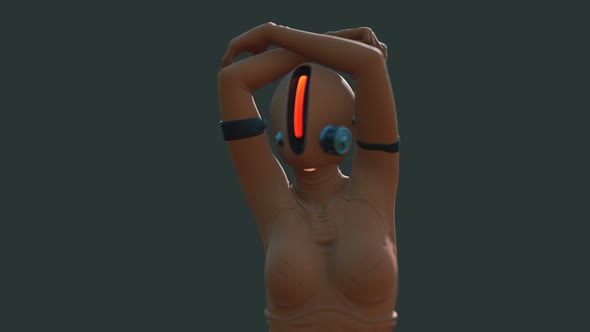 Woman in Futuristic Orange Leather Suit alt