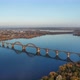 Aerial View on Autumn Landscape with Railway Bridge Above River. - VideoHive Item for Sale