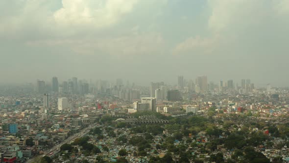 Manila City with Skyscrapers Philippines Aerial View
